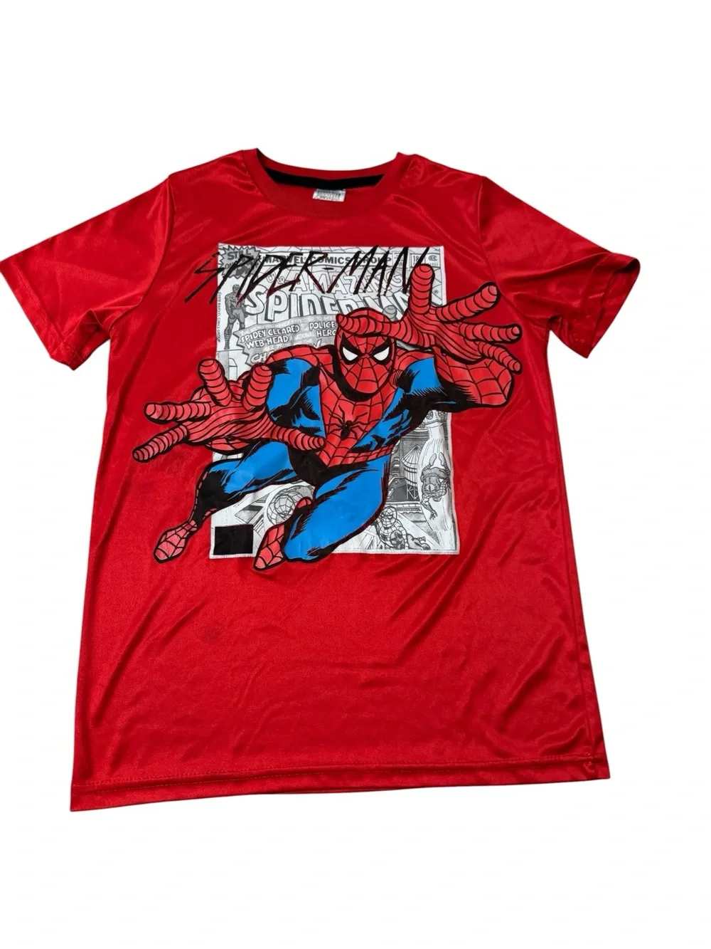 Marvel Red Spider-Man Graphic Tee & Black Web-Print Shorts Set Big Boy Size 14